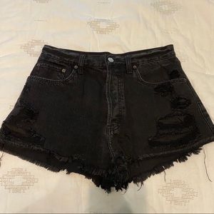 Abercrombie black denim shorts